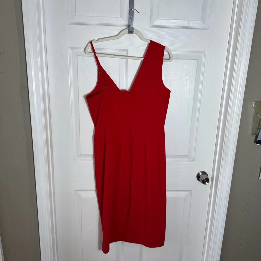 Dress The Population Erika‎ Red Sheath Midi Dress Wedding Guest Size M